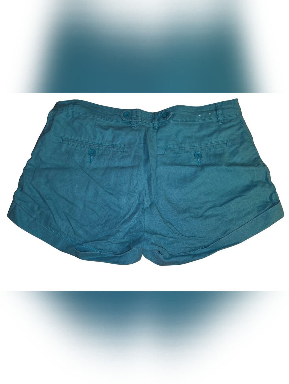 GAP Teal Blue Linen Cotton Blend Cuffed Shorts Size 6 - Picture 5 of 6